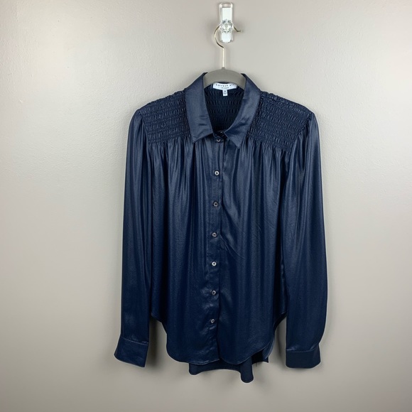 Current Air Tops - CURRENT AIR LOS ANGELES Metallic Blue Blouse